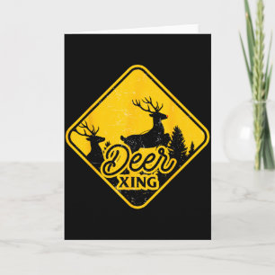 Deer Crossing Sign Christmas Xing Reindeer Funny M Card
