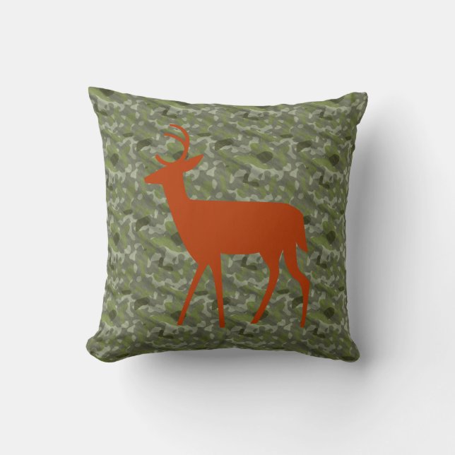 Deer Crossing Silhouette On Camo Cushion (Front)