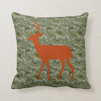 Deer Crossing Silhouette On Camo Cushion