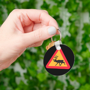 Deer Crossing Traffic Sign Outdoor Nature Lover Key Ring
