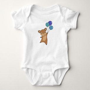 Deer Cute Animal Flies Up With Balloons Baby Bodysuit