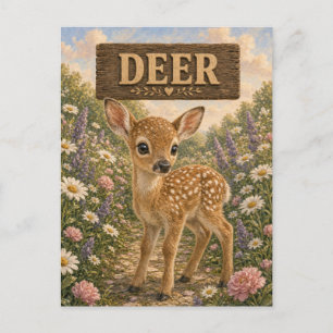 Deer Cute Baby Storybook Nursery Animal Postcard