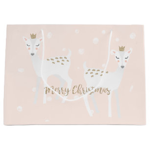 Deer - Cute Blush Pink Christmas Gift Bag