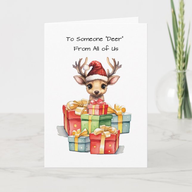 Deer Cute From All of Us Christmas Piles of Love Card (Front)