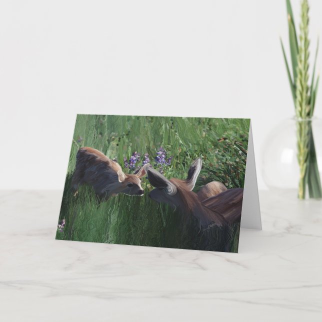 Deer Doe and Fawn stationery cards blank inside. (Front)