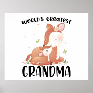 Deer Doe and Fawn World's Greatest Grandma Poster