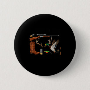 Deer Duck Fish Hunting Hello Hunting Season Christ 6 Cm Round Badge