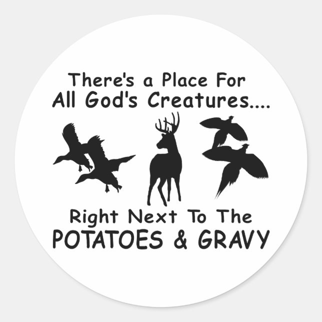 DEER,DUCK & PHEASANT HUNTING CLASSIC ROUND STICKER (Front)