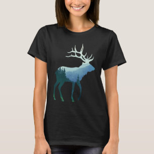 Deer Elk Double Exposure Surreal Wildlife Animal T-Shirt