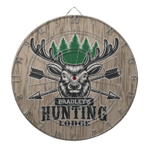 Deer Elk Hunter ADD NAME Bow Hunting Lodge Cabin Dartboard