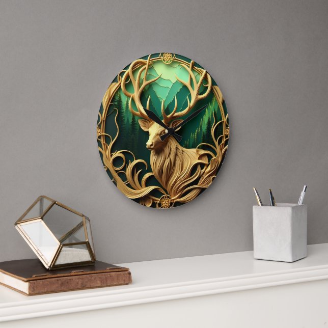 Deer Encircled Large Clock (Office)