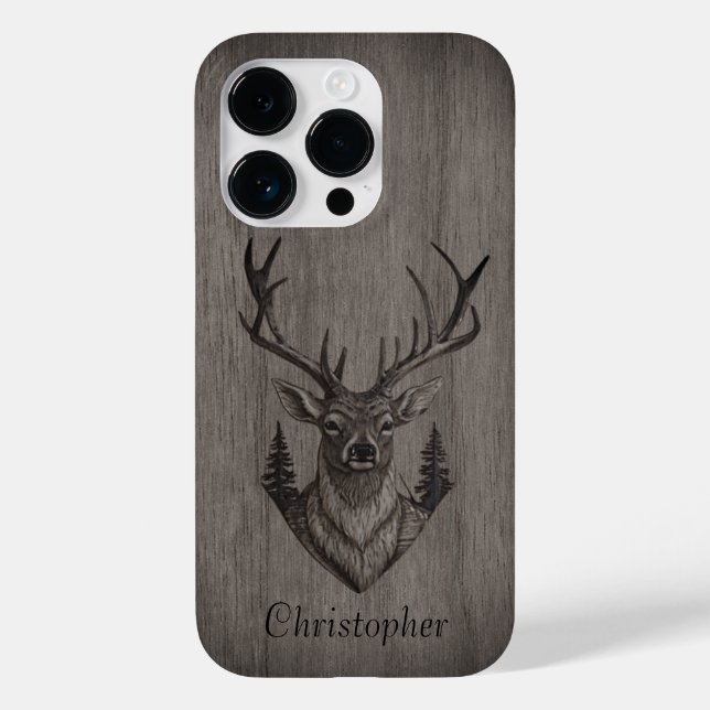 Deer - Engraved wood - Personalised wooden Case-Mate iPhone Case (Back)