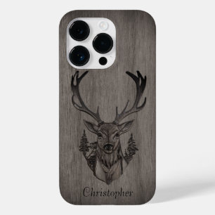 Deer - engraved wood - personalised wooden Case-Mate iPhone 14 pro case