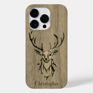 Deer - engraved wood - wooden Case-Mate iPhone 14 pro case