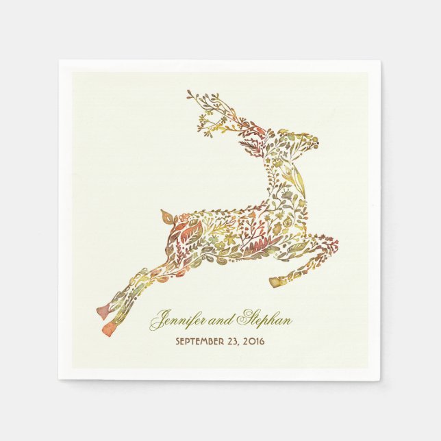 Deer Fall Woodland Wedding Napkin (Front)