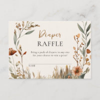 Deer Family Boho Pampas Diaper Raffle Cards