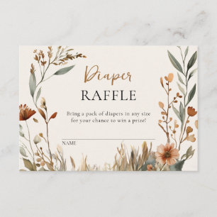 Deer Family Boho Pampas Diaper Raffle Cards