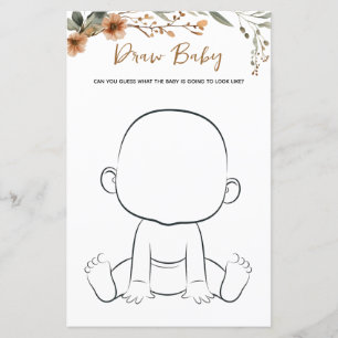 Deer Family Boho Pampas Draw the Baby Shower Game 