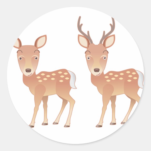 Deer Family Classic Round Sticker (Front)