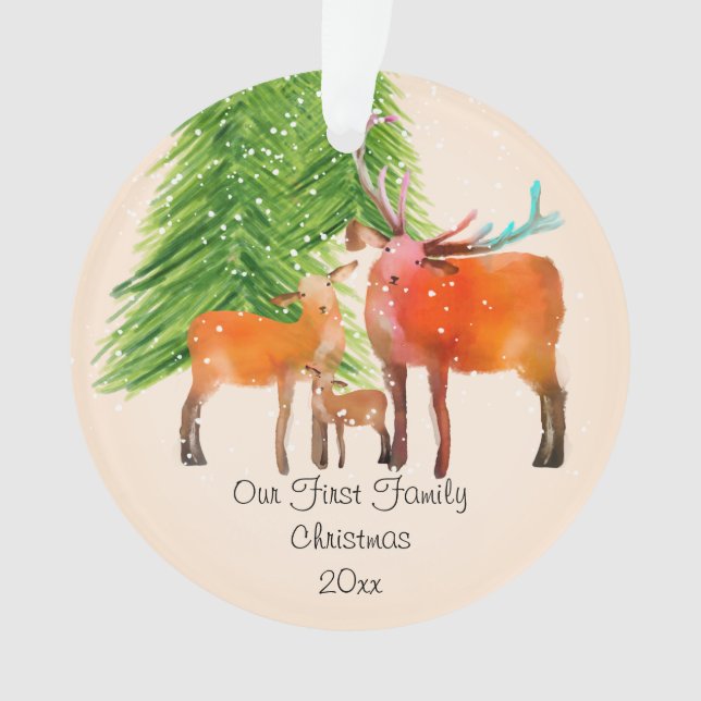 Deer Family First Christmas Acrylic Decoration (Front)