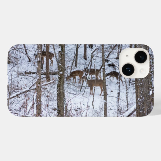 Deer Family In Snow iPhone Case (Back (Horizontal))