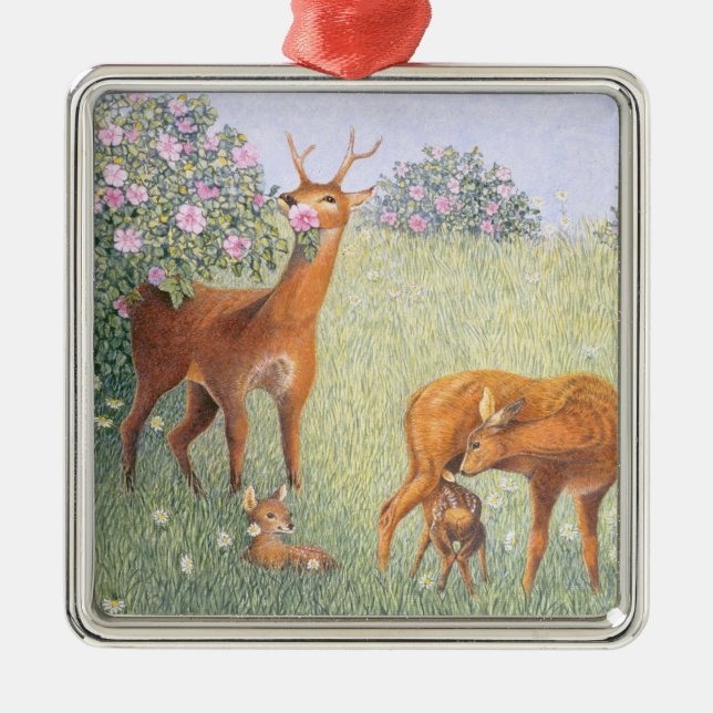 Deer Family Metal Ornament (Front)