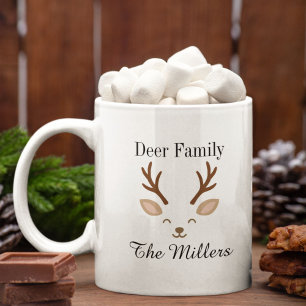 Deer Family Minimalist Reindeer Christmas Coffee Mug