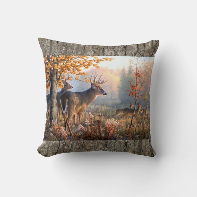 Deer Family Playing In Field Cushion (Front)