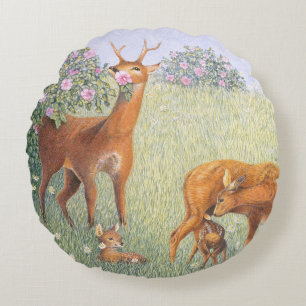 Deer Family Round Cushion