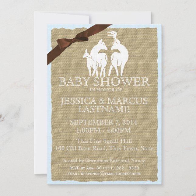 Deer Family Woodland Baby Shower Invitation (Front)