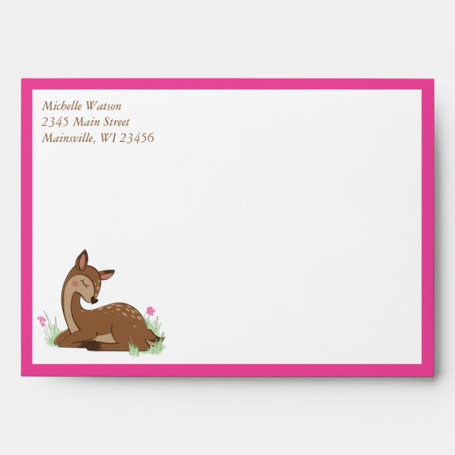 Deer Fawn Baby Shower Envelope (Front)