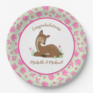 Deer Fawn Baby Shower Paper Plate