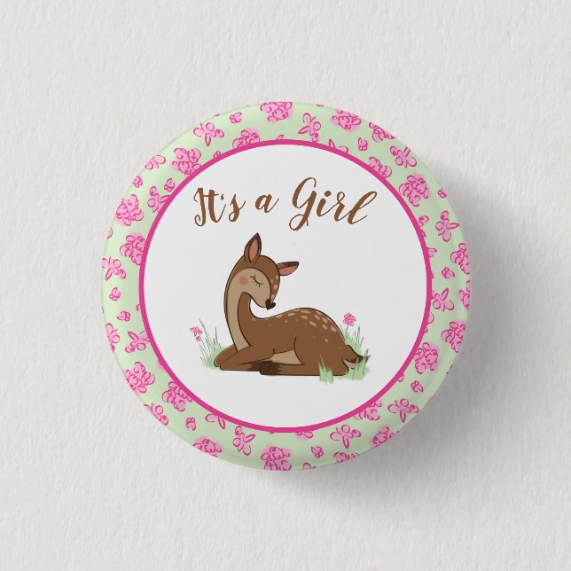 Deer Fawn Baby Shower Woodland Animals 3 Cm Round Badge (Front)