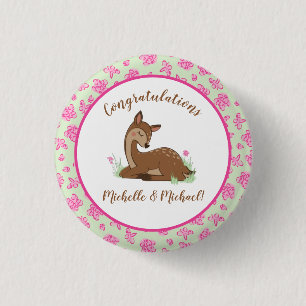 Deer Fawn Baby Shower Woodland Animals 3 Cm Round Badge