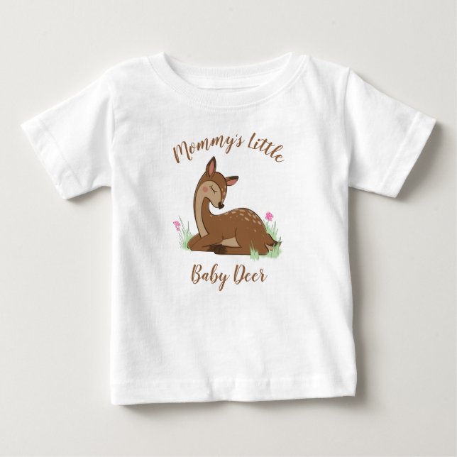 Deer Fawn Baby Shower Woodland Animals T-Shirt (Front)
