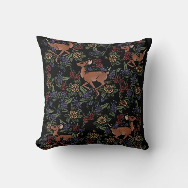 Deer Fawn Floral Pattern Cushion (Front)