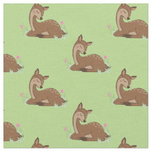 Deer Fawn Watercolor Baby Nursery Woodland Animal Fabric
