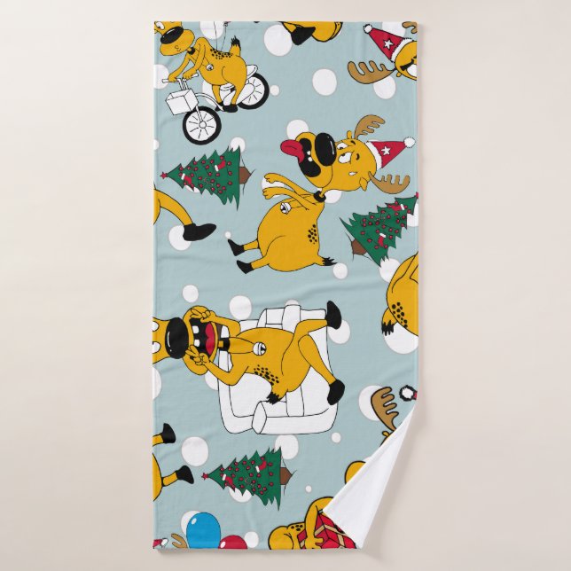 Deer Festive: Christmas Pattern Design Bath Towel (Bath Towel)