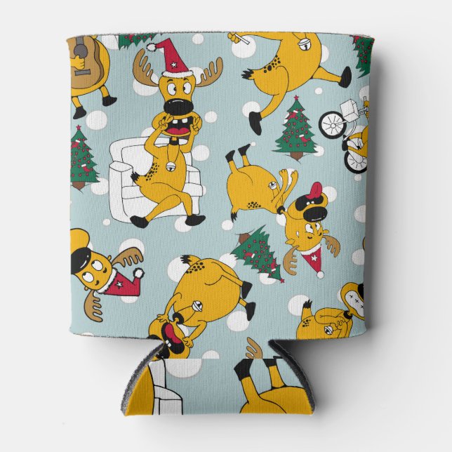 Deer Festive: Christmas Pattern Design Can Cooler (Front)