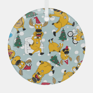 Deer Festive: Christmas Pattern Design Glass Tree Decoration
