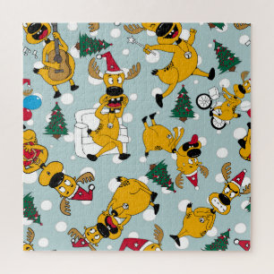 Deer Festive: Christmas Pattern Design Jigsaw Puzzle