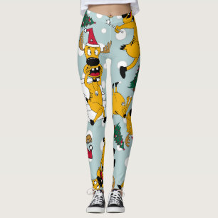 Deer Festive: Christmas Pattern Design Leggings