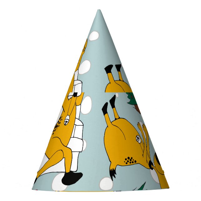Deer Festive: Christmas Pattern Design Party Hat (Front)