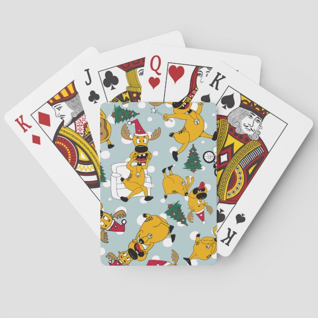 Deer Festive: Christmas Pattern Design Playing Cards (Back)