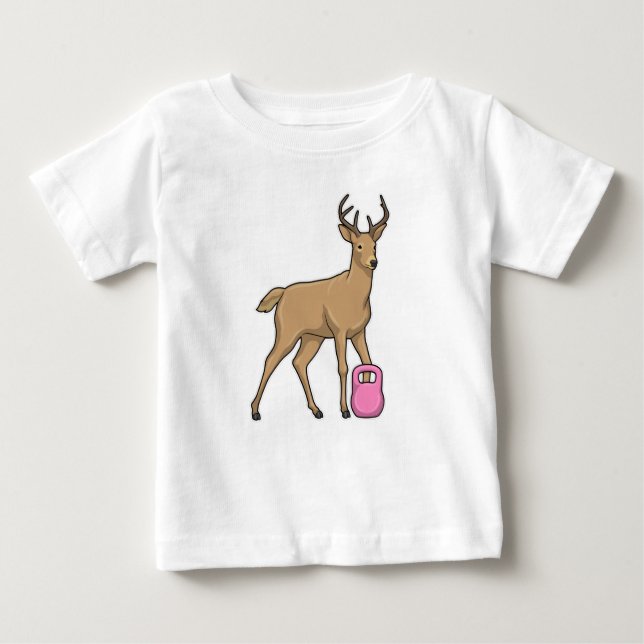 Deer Fitness Dumbbell Baby T-Shirt (Front)