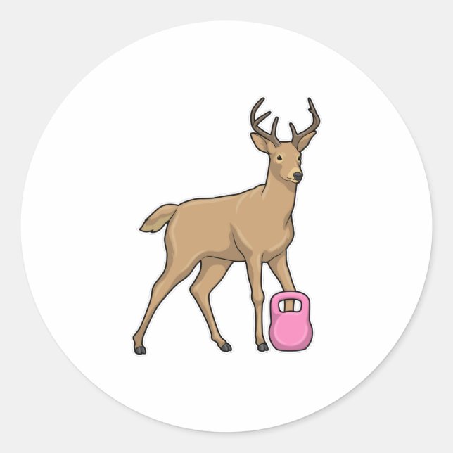 Deer Fitness Dumbbell Classic Round Sticker (Front)