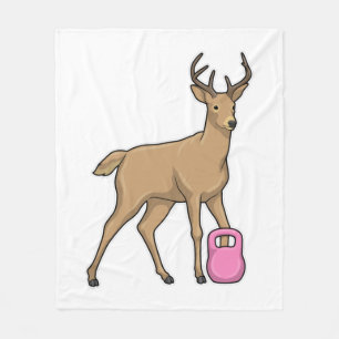 Deer Fitness Dumbbell Fleece Blanket
