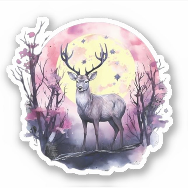 Deer Floral Artwork Wildlife Nature Animal Print F (Front)