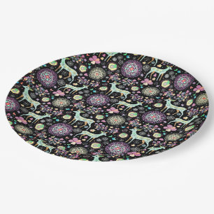 Deer Flowers Snowflake Heart Birds  Paper Plate