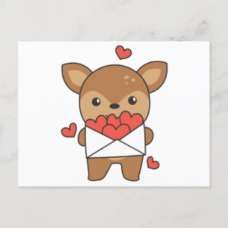 Deer For Valentine's Day Cute Animals Heart Postcard